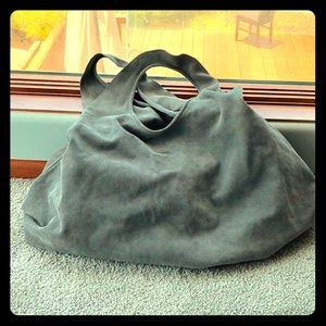 Italian leather grey suede artisan tote - XL size